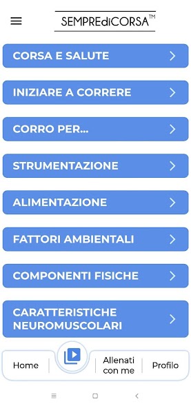 Menu degli argomenti di SempreDiCorsa